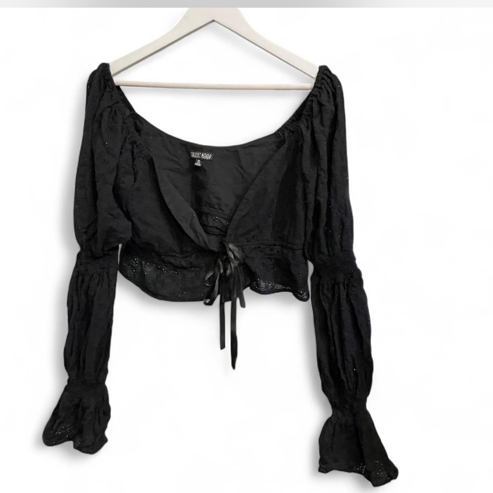 Dollskill Current Mood Black Lace-Up Blouse